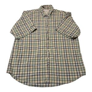 Haggar Men's Casual Plaid Shirt - Beige and Navy
